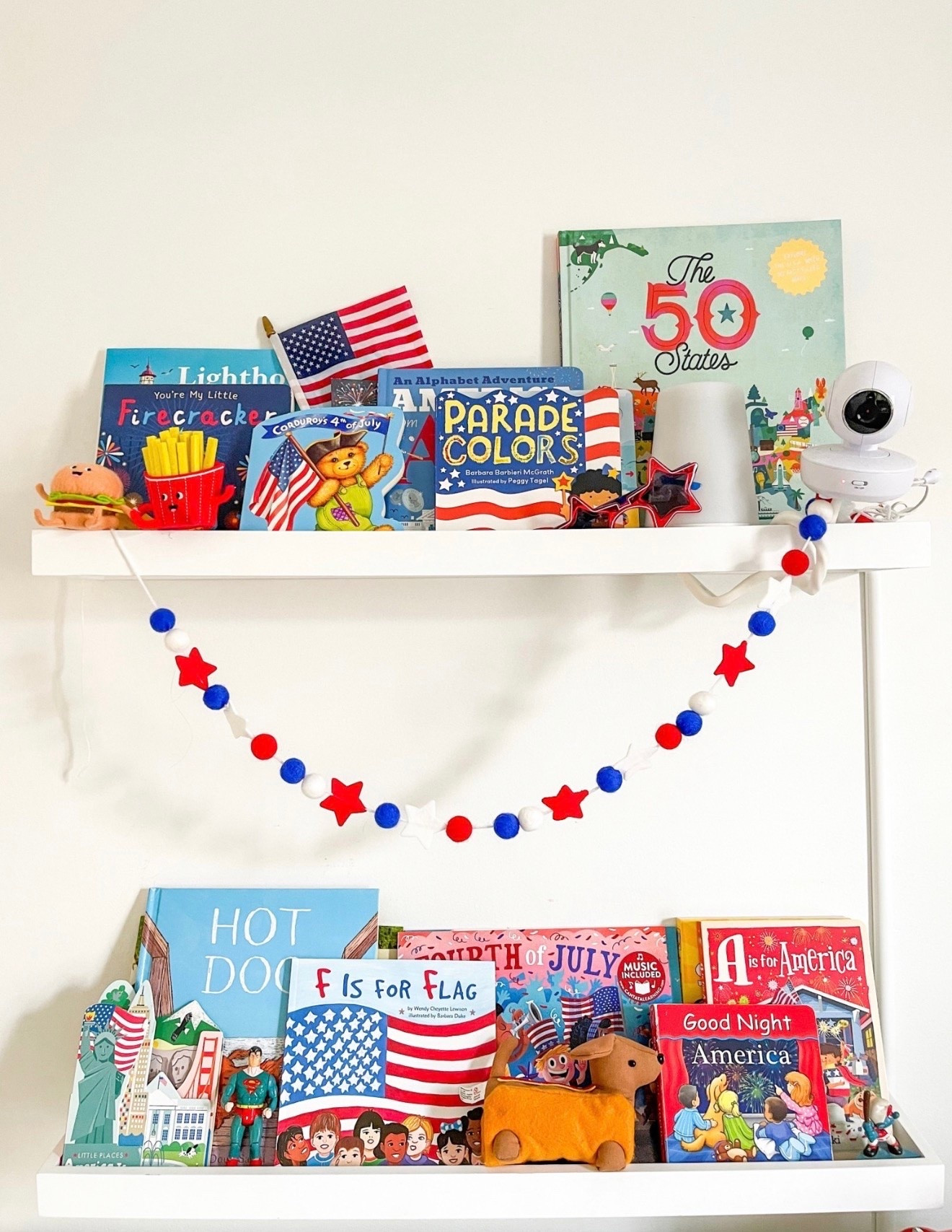 Fourth of July books
4th of July
Patriotic
USA
flag
American flag
Books
Toddler books
Book shelves
Garland
Felt garland
Patriotic book shelf
Kids gifts

#LTKFindsUnder50 #LTKHome #LTKKids

https://liketk.it/5gZku