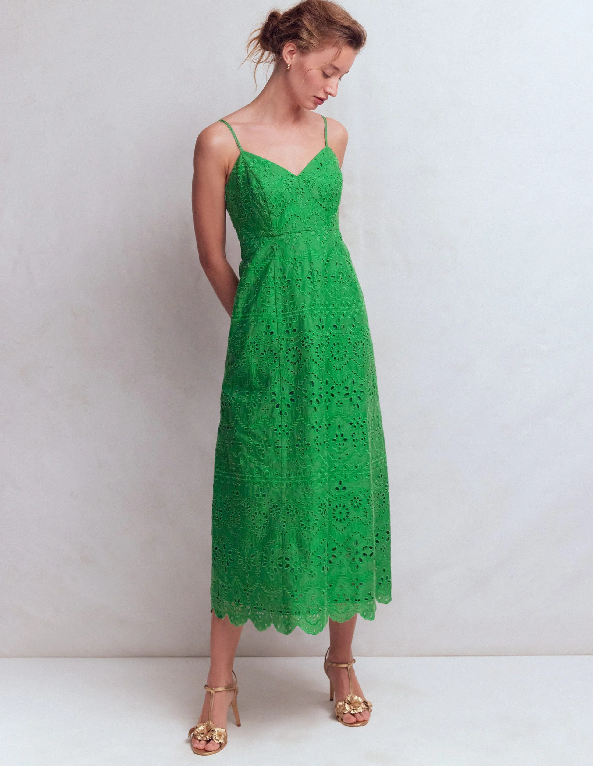Empire Linen Broderie Dress-Multi Broderie | Boden (US)