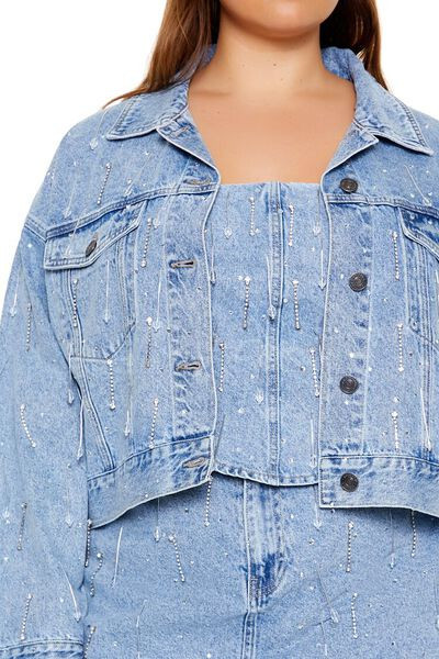 Plus Size Beaded Denim Jacket | Forever 21