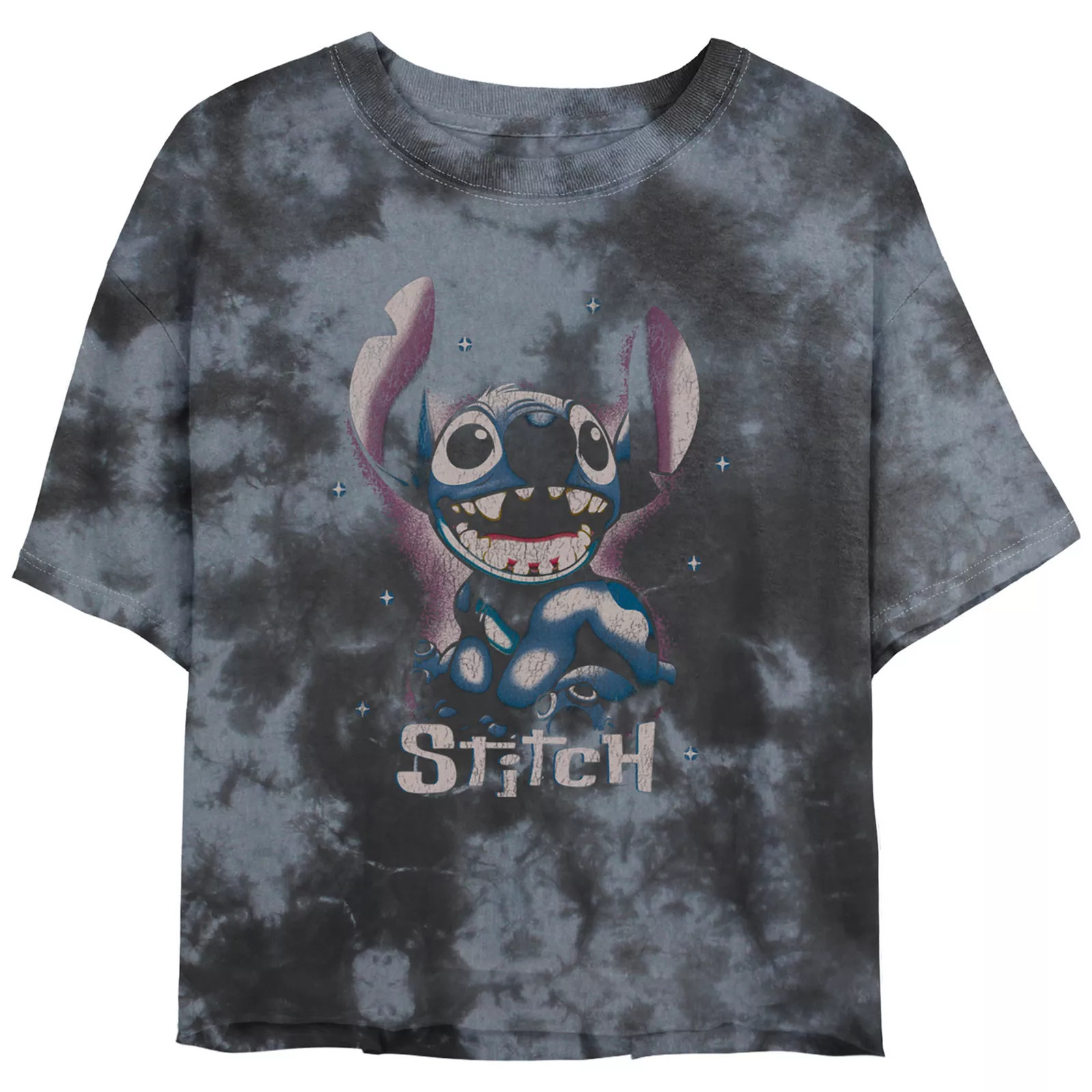 Disney's Lilo & Stitch Juniors' Stars And Stitch Cropped Graphic Tee, Girl's, Size: XXL, Black Grey | Kohl's