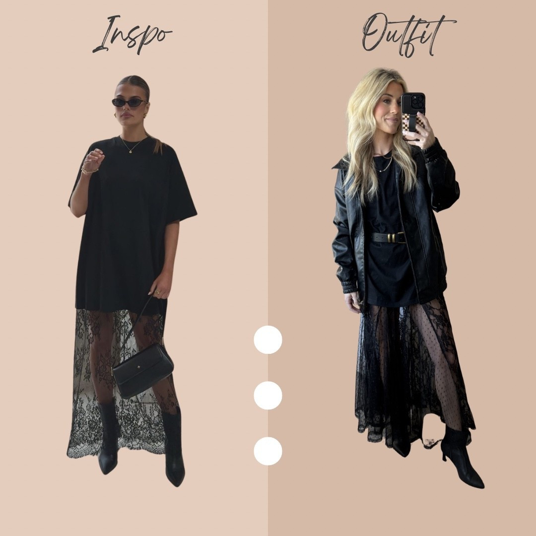 Pinterest inspo ——> My outfit 🖤

Everything fits TTS
I  size up for an oversized look with the  black t shirt and jacket! 

The belt is a fun touch! 

#LTKgrwm #LTKmomlife #LTKootd