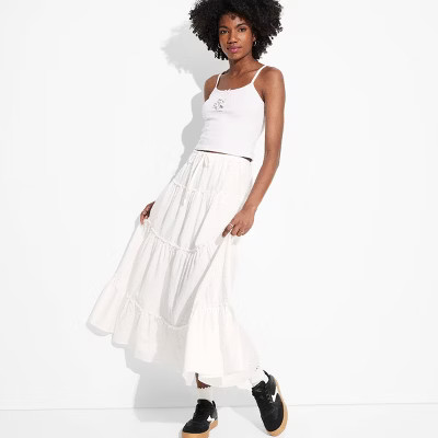 Women's Tiered Cotton Maxi Skirt - Wild Fable™ White M | Target