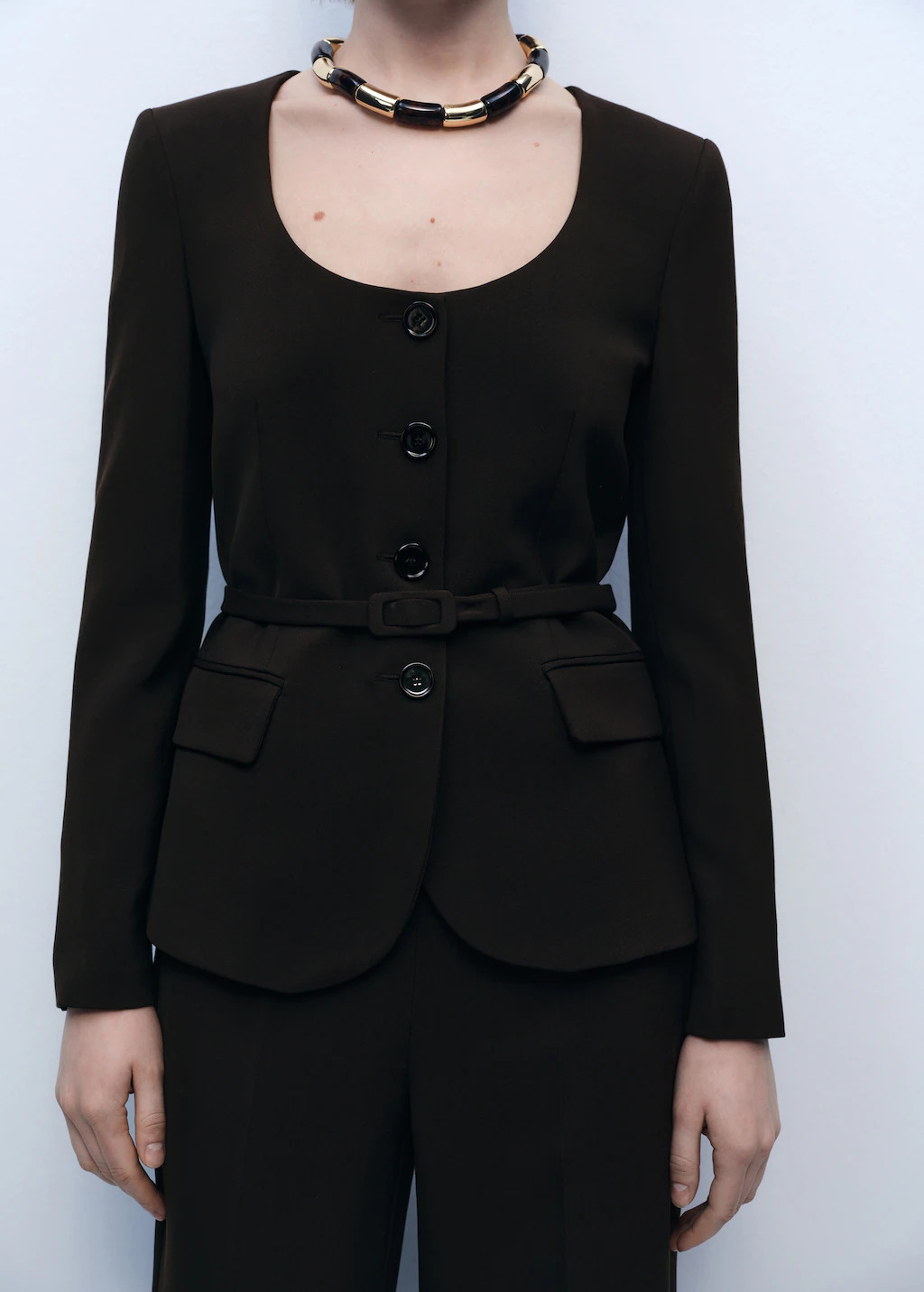 Suit jacket with belt - Women | MANGO United Kingdom | MANGO (UK)