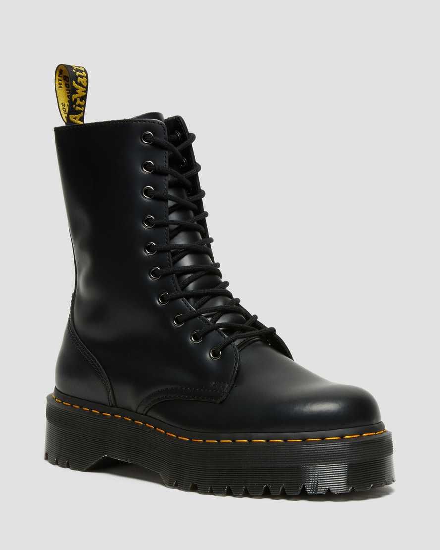 Dr. Martens, Jadon Boot Hi Smooth Leather Platforms Boots in Black, Size M 9/W 10 | Dr. Martens