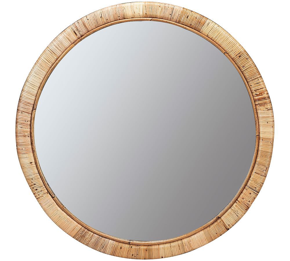 Hadley Rattan Round Wall Mirror 36" | Pottery Barn (US)