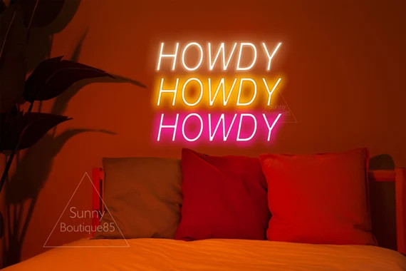 Howdy neon sign Custom neon sign for bedroom Personalized led neon sign colorful howdy neon sign ... | Etsy (US)