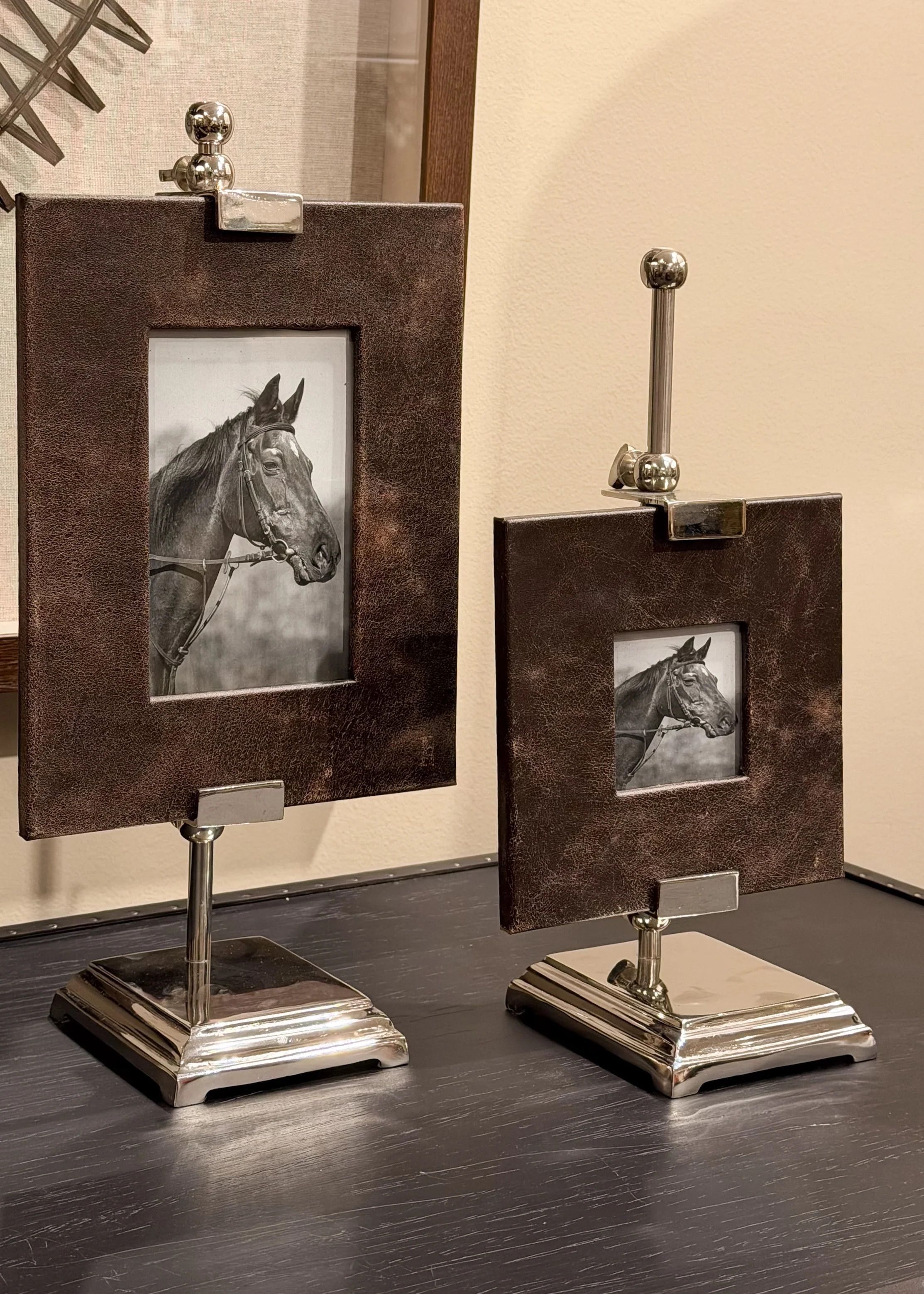 Ashford Leather Frame and Silver Stand, 2 Sizes - PRE ORDER | Cottage and Key