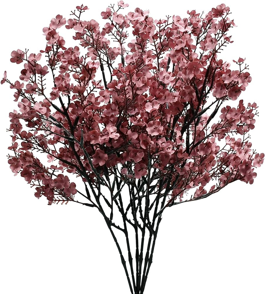 Mandy's Mauve Artificial Baby’s Breath Flowers 6 Bundles Silk Gypsophila with Bendable Stems fo... | Amazon (US)