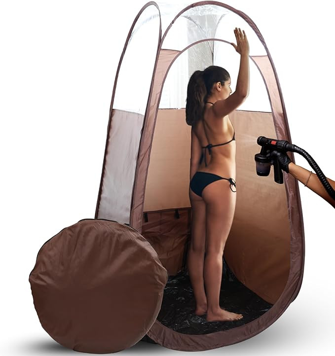Large Spray Tan Tent – Deluxe Pop Up Tent Portable Tanning Booth with Carry Case – Clear Wind... | Amazon (US)