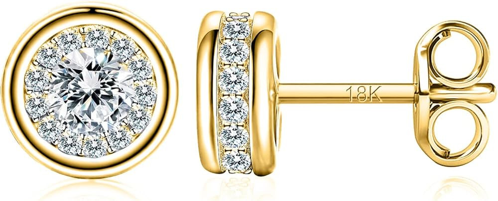 18K Gold Earrings, Stud Earrings for Women, Cubic Diamond Earrings for Women, The Best Gifts for ... | Amazon (US)