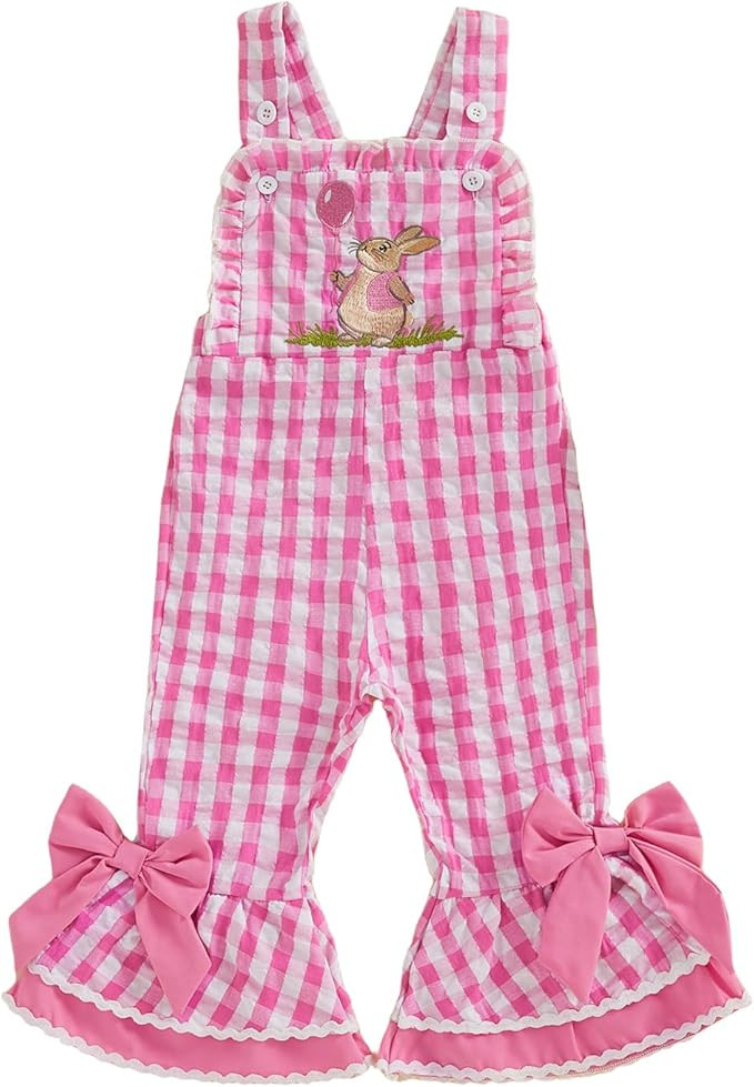 Toddler Baby Girls Western Outfit Chick Cow Print Farm Overalls Pants Bell Bottoms Jumpsuit Summe... | Amazon (US)