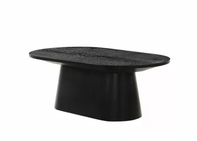 Furniture of America Cain 48in Oval Coffee Table with Pedestal Base, Black | Belk