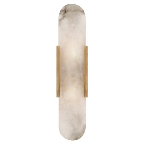 Visual Comfort Melange Modern Classic Antique Brass Alabaster Elongated Sconce | Kathy Kuo Home