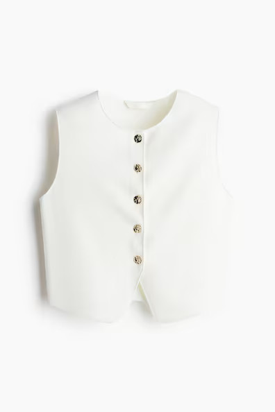 H & M - Jersey waistcoat - White | H&M (UK, MY, IN, SG, PH, TW, HK)