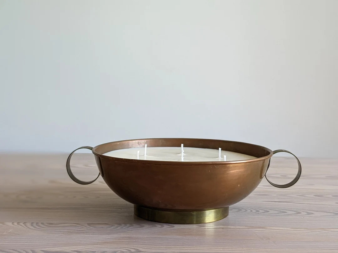 Vintage Copper Candle  Large Copper Bowl  Thanksgiving Table - Etsy | Etsy (US)
