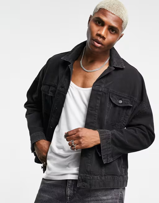 ASOS DESIGN oversized denim jacket in washed black | ASOS (Global)