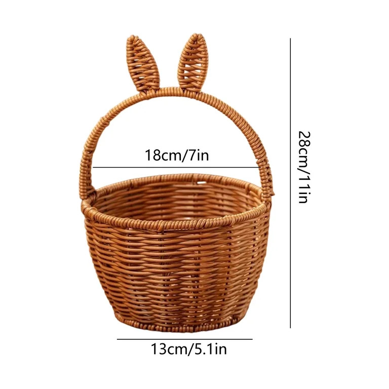Kbndieu Easter Bunny Woven Basket for Party Favors, Imitation Rattan Handheld Easter Candy Eggs B... | Walmart (US)