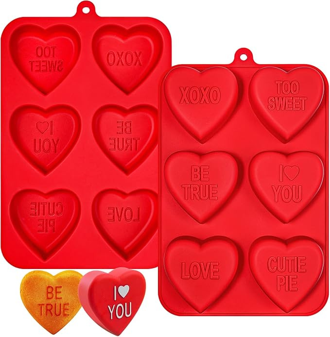 Webake Large Conversation Heart Mold for Baking, Heart Silicone Cake Molds 6-Cavity Heart Shaped ... | Amazon (US)