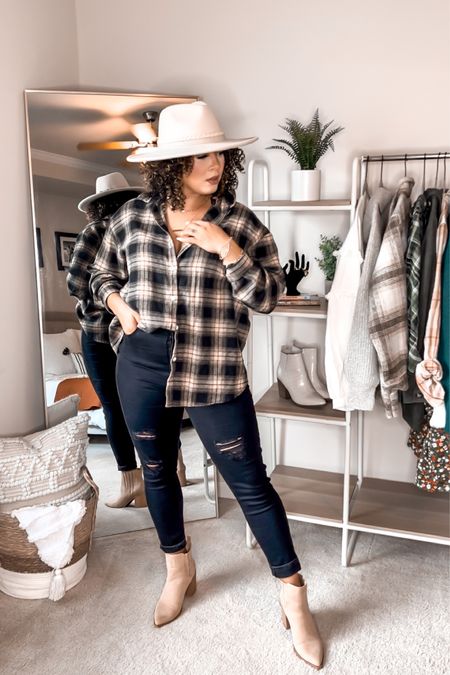 Wearing a large in the Flannel in size 12 in the jeans! 

Walmart jeans, flannel, Amazon flannel, Shacket, fedora hat, fall outfit idea, boots,

#LTKSeasonal #LTKfit #LTKstyletip