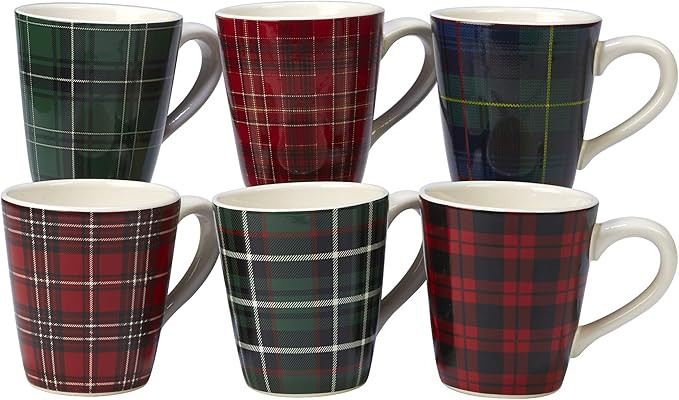 Certified International Christmas Plaid 16 oz. Mug, Set of 6 Assorted Designs | Amazon (US)