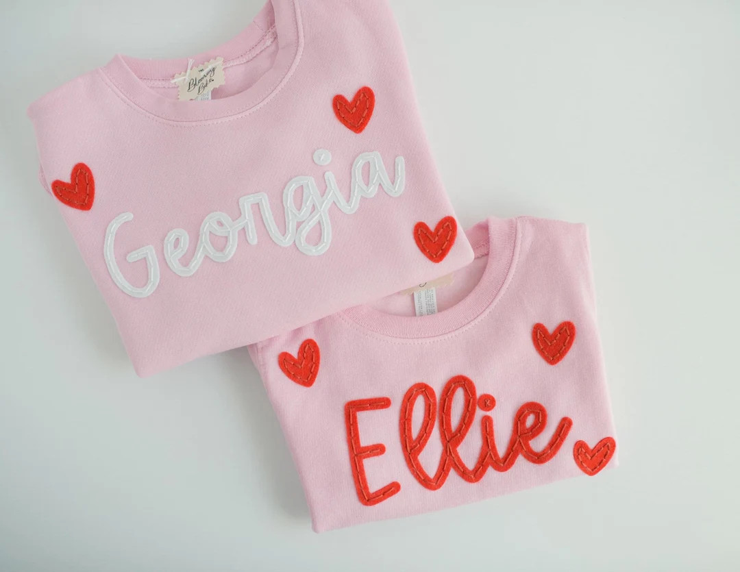 Hand-embroidered Valentine's Day Sweatshirt Xoxo Crewneck, Personalized Custom Love Crew Neck, Ma... | Etsy (US)