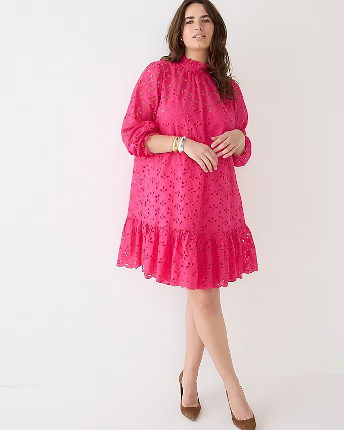 Ruffleneck mini dress in eyelet | J. Crew US