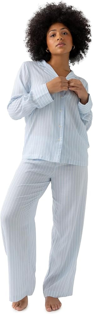 Cozy Earth Soft Woven Long Sleeve Pajama Set For Women - Luxury Button-Up Sleepwear | Amazon (US)