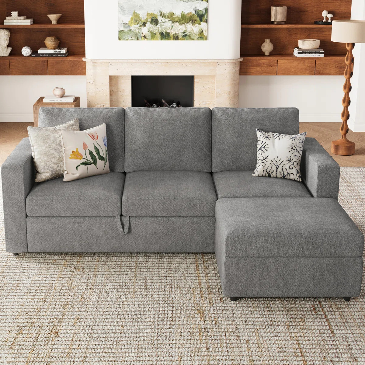 Ebern Designs Rafael L Shaped Sofa Pull Out Sofa Bed Convertible Modular Sectional Couch Sleeper ... | Wayfair North America