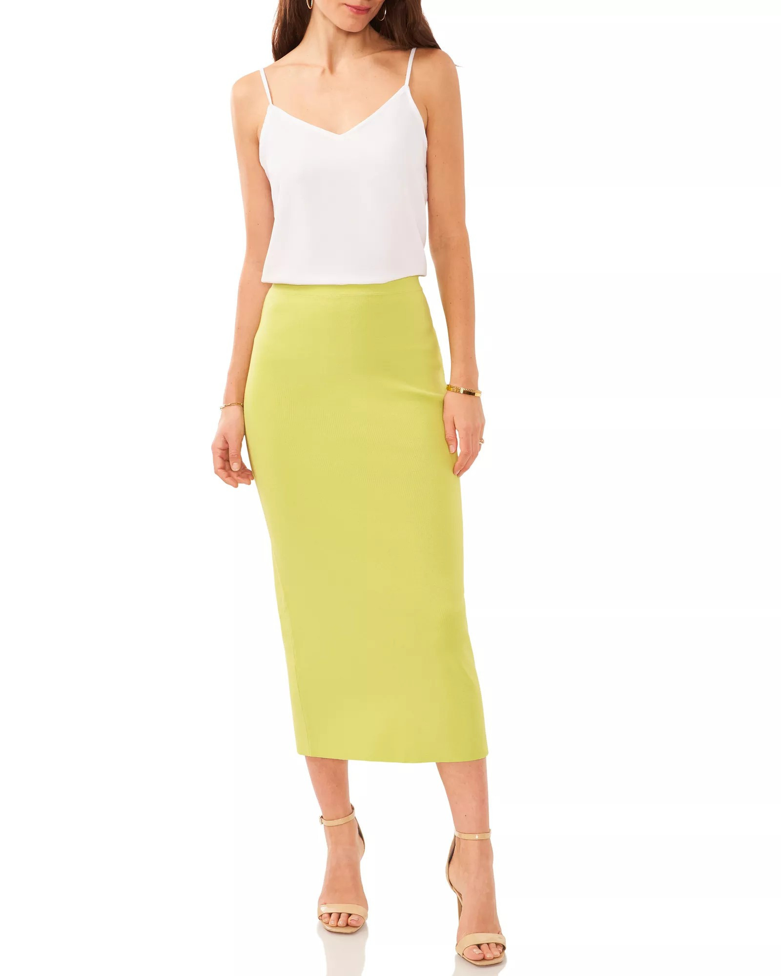 Vince Camuto Knit Back-Slit Midi Skirt | Vince Camuto
