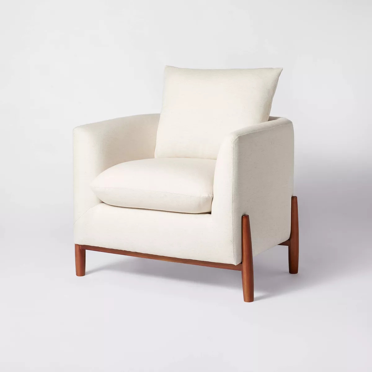Elroy Accent Chair with Wooden Legs Cream Faux Shearling - Threshold™ designed with Studio McGe... | Target