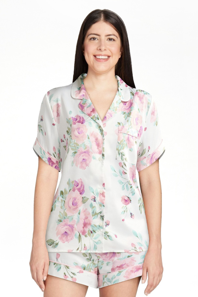 Joyspun Women’s and Women’s Plus Bridal Satin Shortie Pajama Set, Sizes XS to 3X | Walmart (US)