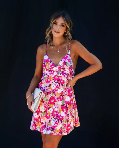Arlo Floral Mini Dress - Pink | VICI Collection