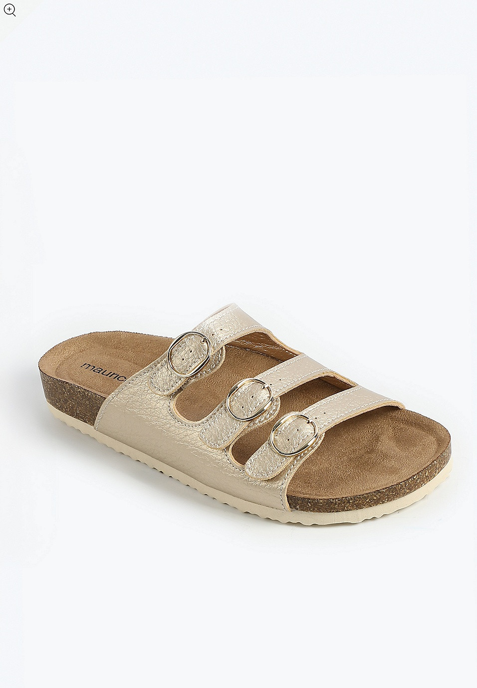 SuperCush Chloe Metallic Three Band Footbed Sandal | Maurices