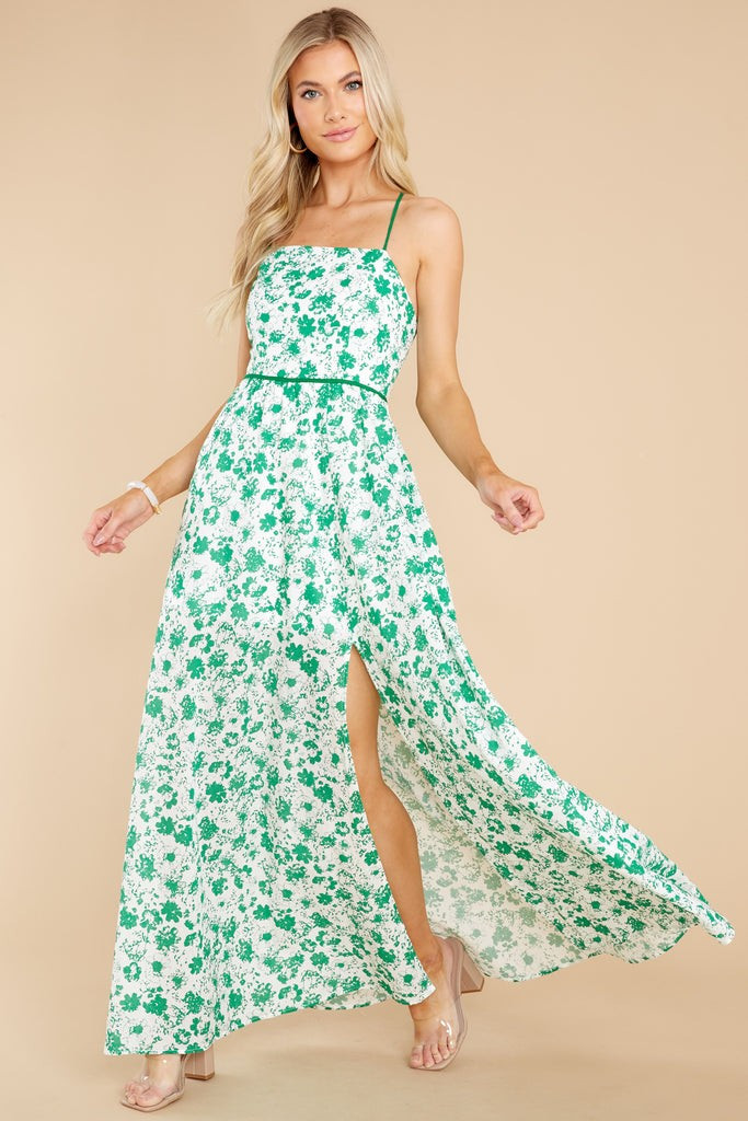 Sweet Laughter Green Floral Print Maxi Dress | Red Dress 