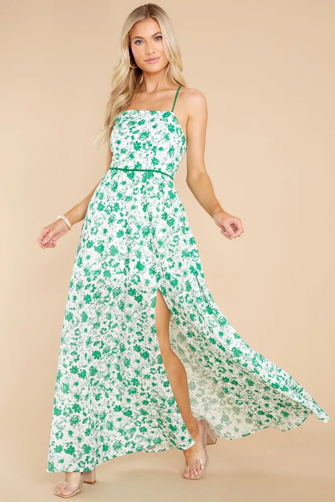 Sweet Laughter Green Floral Print Maxi Dress | Red Dress 