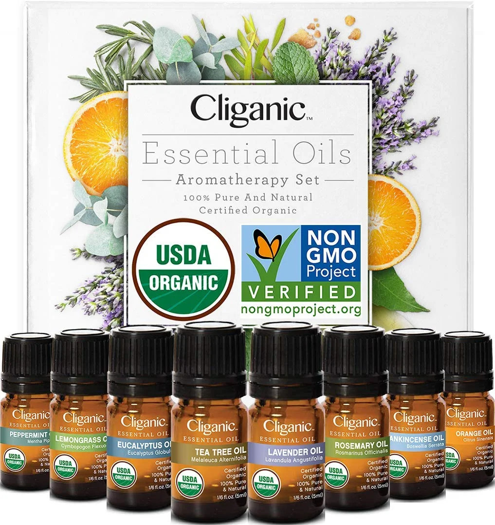Cliganic USDA Organic Aromatherapy Essential Oils Set (Top 8), 100% Pure Natural, Peppermint, Lav... | Walmart (US)