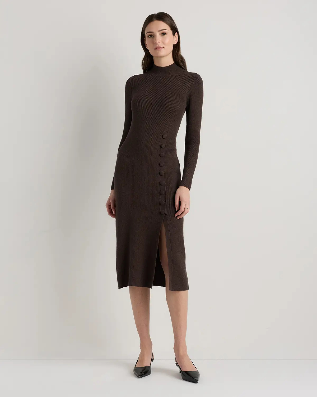Cotton Cashmere Side Slit Midi Dress | Quince