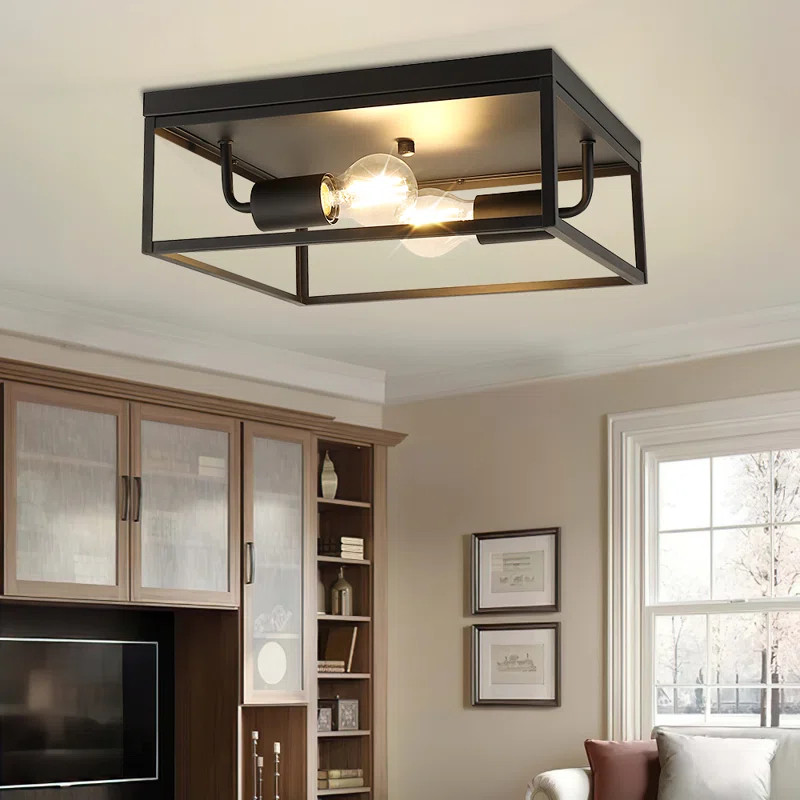 17 Stories 13" 2-light Flush Mount Lighting Cage Square Ceiling Light & Reviews | Wayfair | Wayfair North America