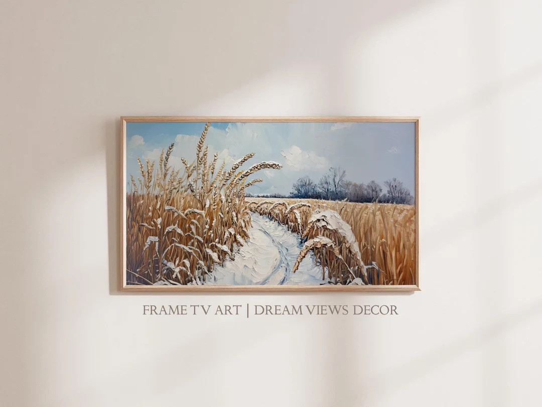 Winter Field Vintage Frame TV Art for Frame TV Vintage Oil Painting Instant Download Samsung Fram... | Etsy (US)