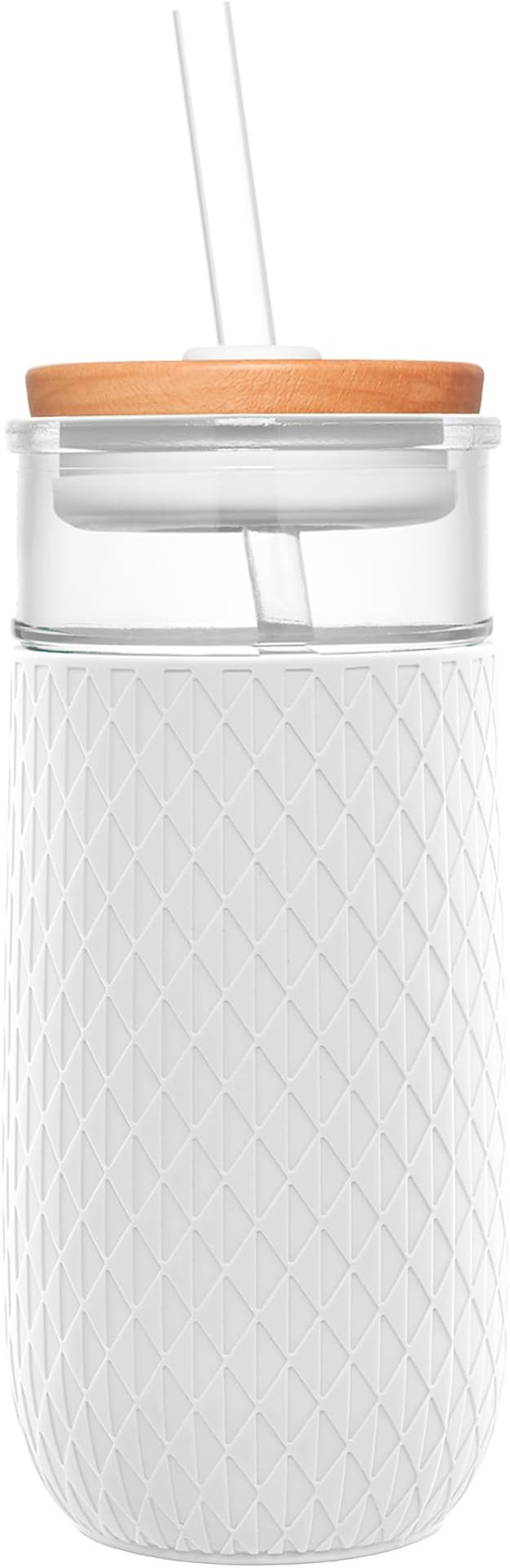 Ello Devon 18oz Glass Tumbler with Straw, Friction Fit Bamboo Wood Lid and Silicone Sleeve | Perf... | Amazon (US)