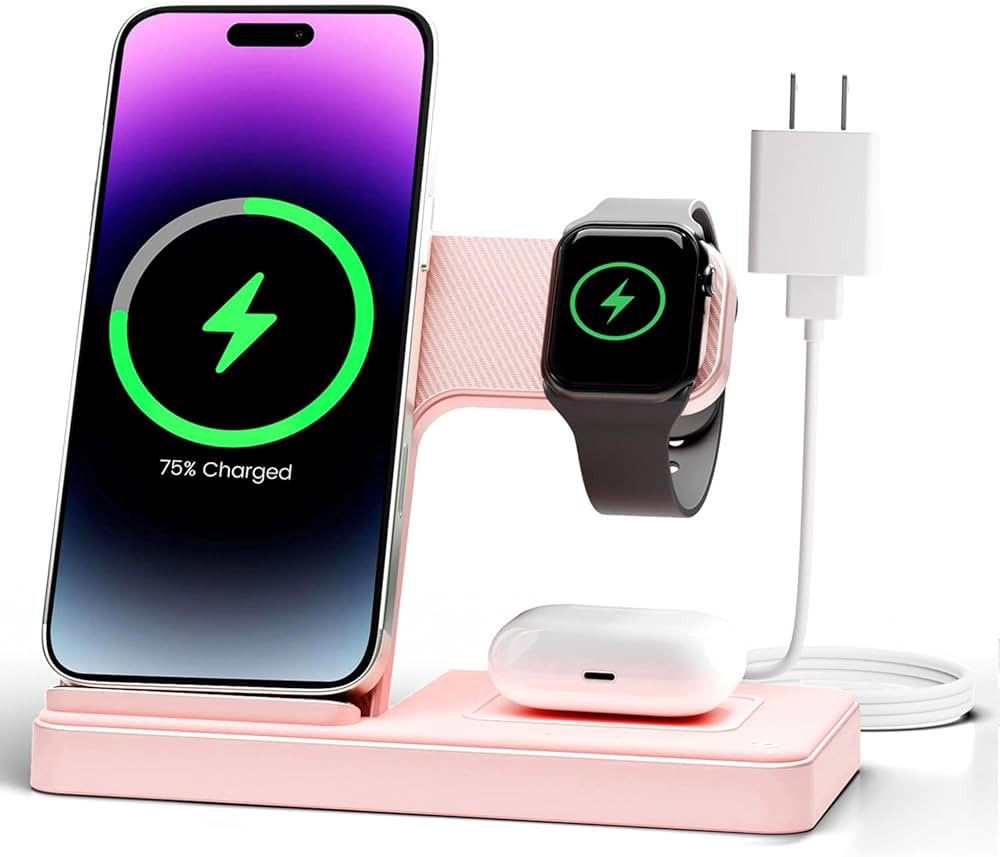 Wireless Charger Stand Charging Station: 3 in 1 Charger Stand Multiple Devices for Apple - iPhone... | Amazon (US)