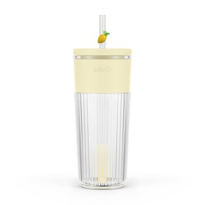 Ello Ava 24oz Charmed Lemon Glass Straw Tumbler Yellow | Target