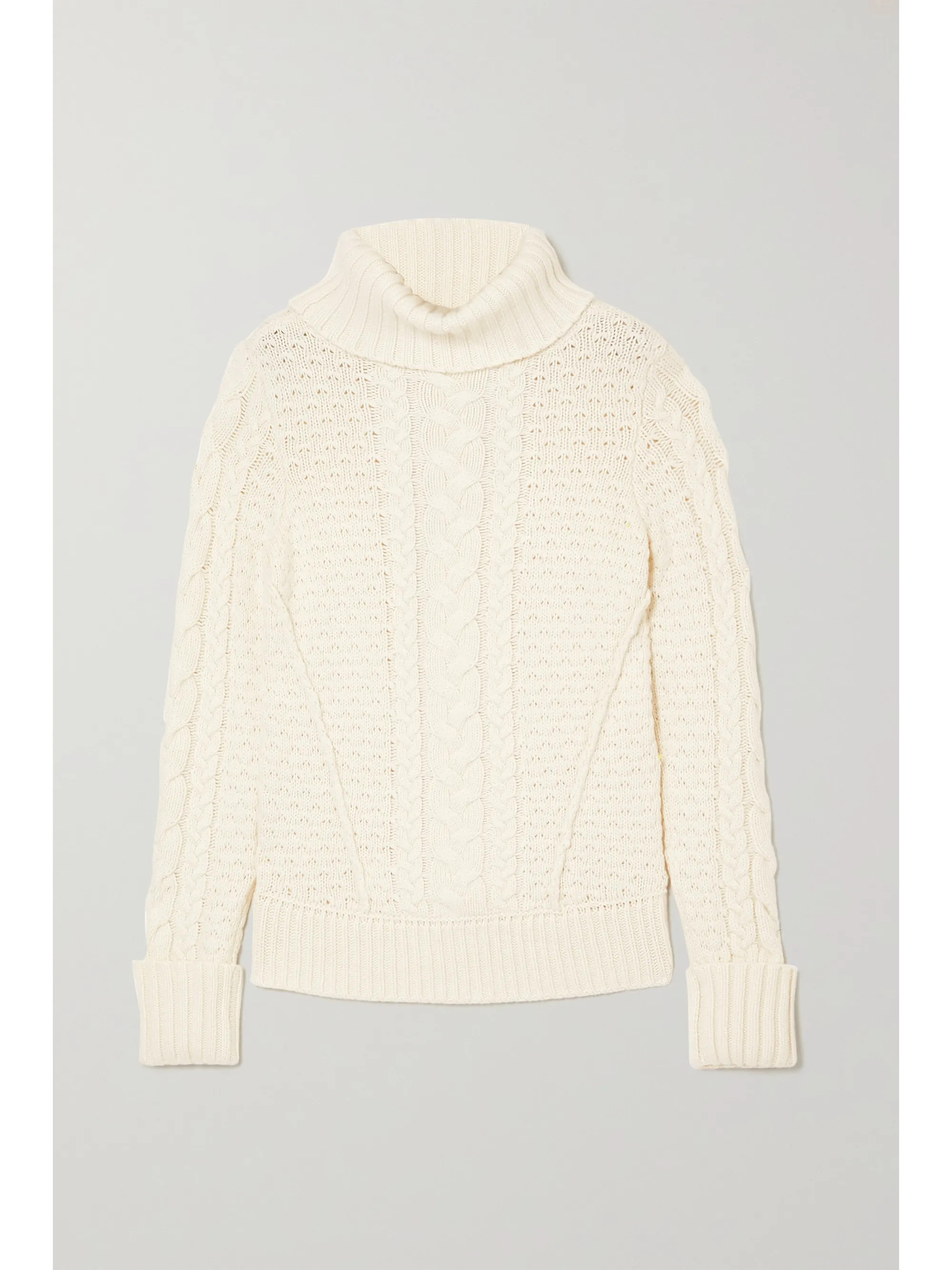 Ivory Sereia cable-knit turtleneck sweater | Veronica Beard | NET-A-PORTER | NET-A-PORTER (UK & EU)