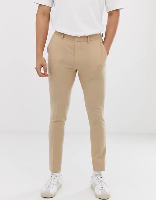 ASOS DESIGN super skinny smart pants in stone | ASOS US