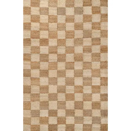 JONATHAN Y Theo Modern Farmhouse Woven Jute Checkerboard Area Rug in Natural/bleach at Nordstrom, Size 2X10 | Nordstrom