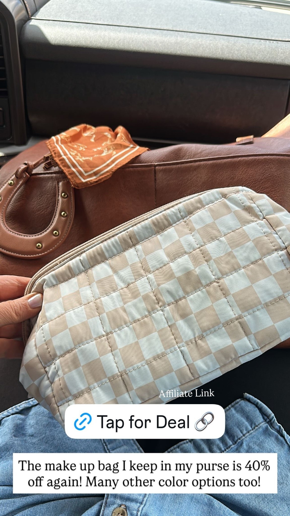 The make up bag I keep in my purse is 40% off again! Many other color options too! Affiliate Link