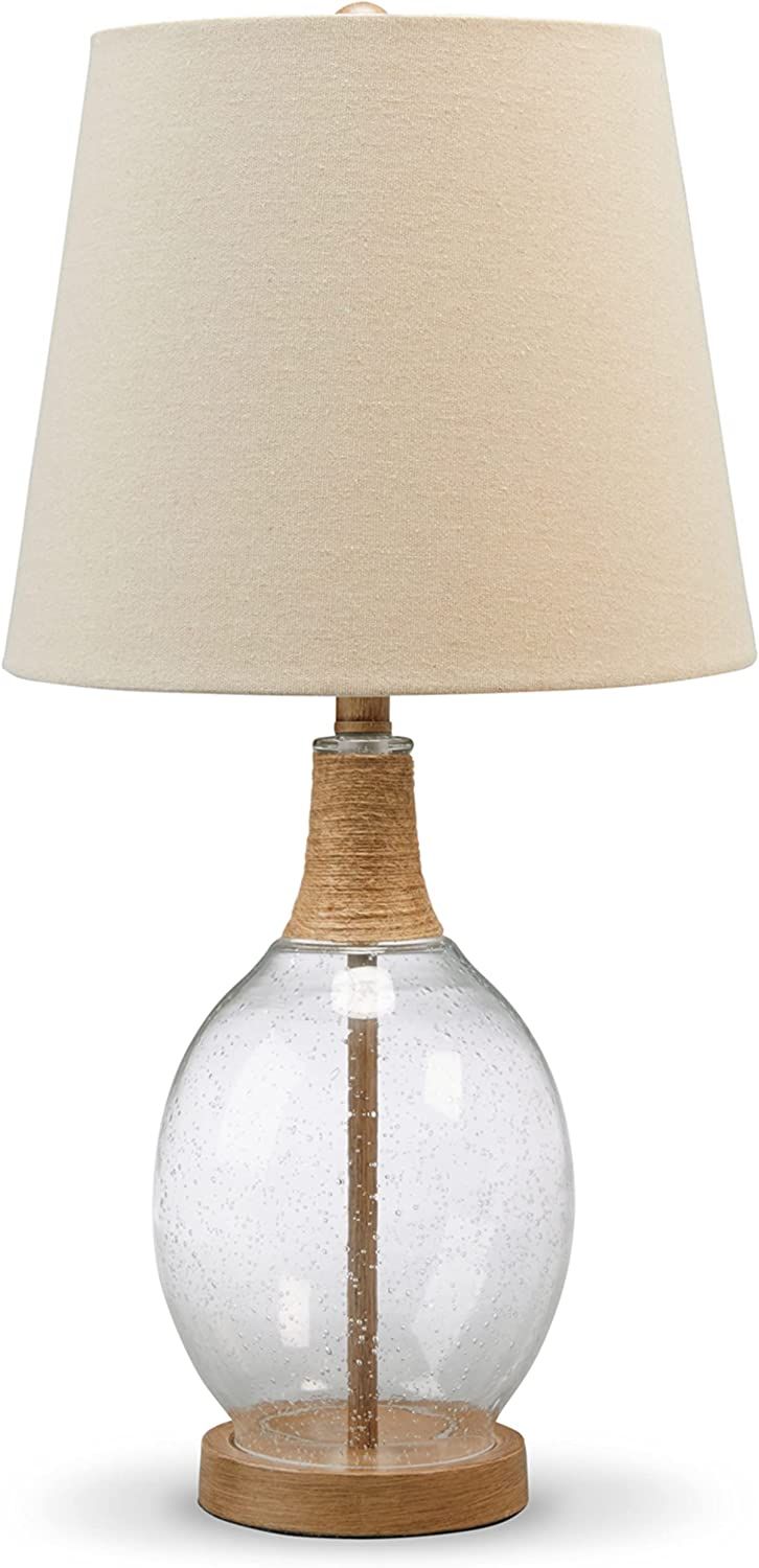 Signature Design by Ashley Clayleigh 23.5" Coastal Glass Table Lamp Set, 2 Count, Beige & Glass | Amazon (US)