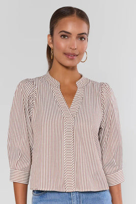 Thea Brown Striped Top | Avara