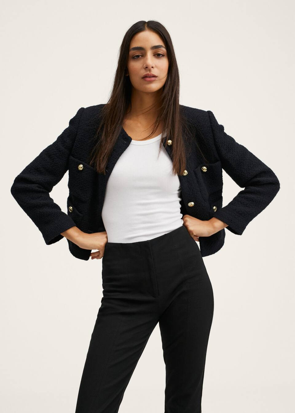 Pocket tweed jacket | MANGO (US)