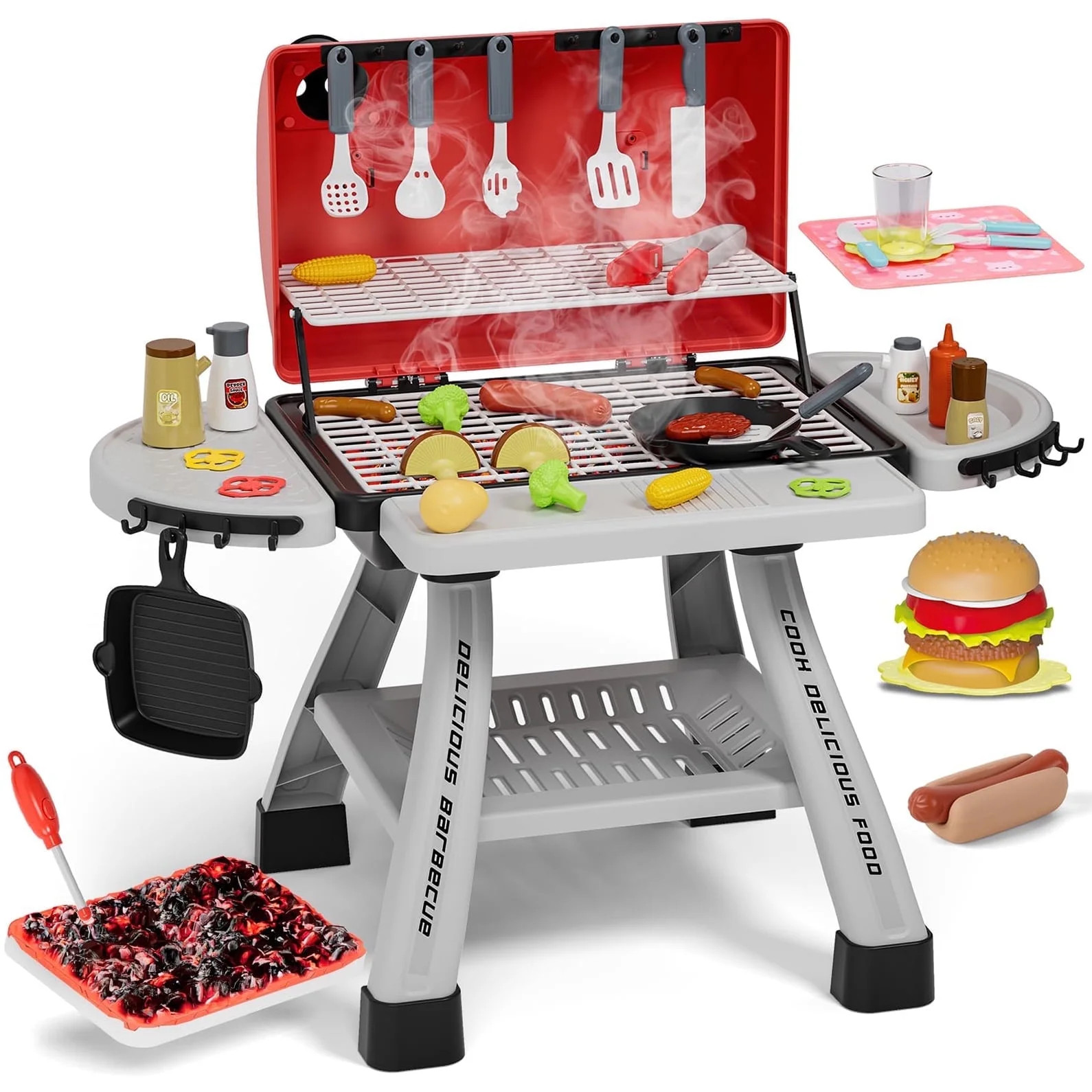 Kitchen Playset Toys For Kids Toys, Kids BBQ Grill Playset with Smoke, Sound & Light, Toy Grill f... | Walmart (US)
